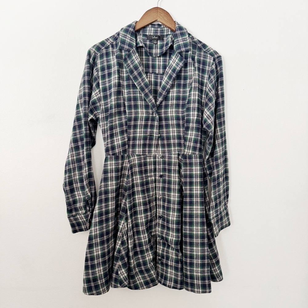 Blue green plaid lulus dress small - Picture 2 of 4
